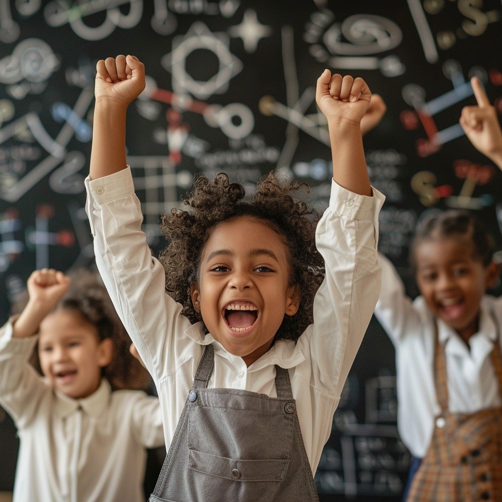 Children celebrate learning new vocabulary words